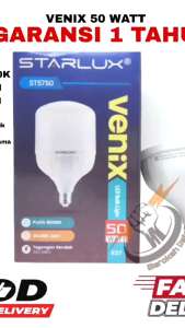 BOHLAM LAMPU LED STARLUX VENIX 50WATT CAHAYA PUTIH SUPER TERANG GARANSI 1TAHUN/BOLA LAMPU LED 50WAT SNI E27
