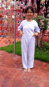 กางเกงขาวผ้าโซล่อน เอวสม็อก มีกระเป๋ง1ข้าง ได้เฉพาะกางเกงเท่านั้นใส่ได้ทั้งชายและหญิง