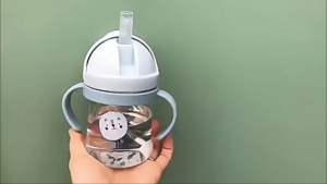 Bình tập hút bình tập uống có van chống sặc có vạch chia ml dạng nắp lật tròn cho bé yêu
