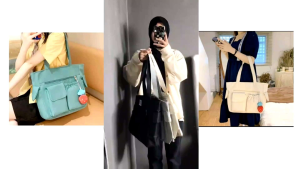 Tas Tote Bags Wanita Korea Style Bahan Canvas Cocok Buat Kerja dan Kuliah