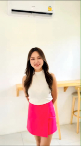 กางเกงกระโปรงเกาหลีรุ่นใหม่ ล่าสุด#โรเช่ งานขอบหลบชิฟข้างผ้า ดับเบิ้ลซาตินกระโปรงป้ายหน้าหรูหรา เอว m 27-28" สะโพก m 35-36" ยาว 15"