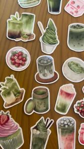 45pcs Matcha and Strawberry Stickers for Journal and Decoration Sticker Pack