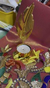 Peacock aari embroidered lace patchwork.