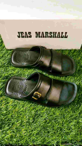 Sandal Kulit Pria Jeas Marshall - Kulit Sapi Asli 100% - JM 04 Hitam ( Produksi Sendiri )