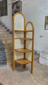 (CÓ ẢNH THẬT) Kệ góc tường 181cm kệ sách chất liệu gỗ tự nhiên và mây mắt cáo rattan bookshelf - FOXHOMEVN