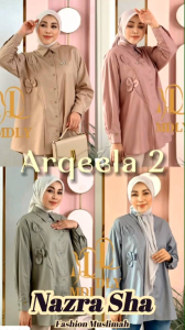 9) MDLY ARKILA Baju Atasan Kemeja Bunga Polos Arqeela Shirt 2 by Mdly.