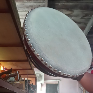 กลองรำมะนาถาด 8 นิ้ว หนังวัวแท้ ไม้มะม่วง