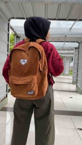 DSRVD-TAS SEKOLAH BACKPACK KODUROY/ TAS RANSEL CODUROY PREMIUM LOVEDEATH