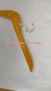 Hanger Kayu Kepala Lurus Natural Dewasa