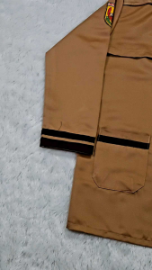 BAJU SIAGA PANJANG / BAJU PLAT COKLAT SD TANGAN PANJANG FULL KANCING