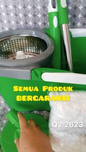 Pel Lantai Alat Pel Putar Otomatis Pel Lantai Spin Mop Super Q2 2623 RODA Super Mop