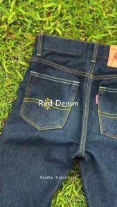 RED DENIM - Art MELEYS 15oz Accent Selvedge Black Indigo Slim straight
