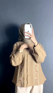 BLOUSE NADINE BORDIR LINEN OOTD WANITA LD 110