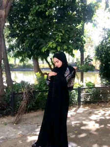Abaya Gamis Hitam Bordir Pelangi Jetblack Saudi Busui