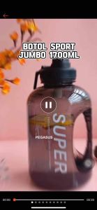 LRMS Botol Minum Sport SUPER 1700ML Botol Gym Besar Jumbo Bening Transparant / Big Sport Bottle