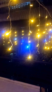 LED Rủ Mành Rèm 12 Mét Thả Trần Dạp Tiệc Cưới Sân Vườn Trang Trí Tết Mẫu Có Điểm Chớp Xanh