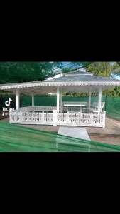 ศาลาไม้สักขนาดพื้น 2.5 × 5 เมตรระเบียง 0.6 × 5 เมตร