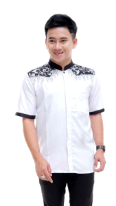 BAJU KOKO AZZAHIR LENGAN PENDEK MOTIF KOMBINASI BATIK BORDIR BAJU KEMKO FASHION MUSLIM