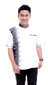 Baju Koko Pria Azzahir Lengan Pendek Dengan Kombinasi Batik Pekalongan