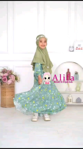 2 IN 1 BAJU GAMIS PLUS KHIMAR JILBAB BAJU ANAK PEREMPUAN USIA 2 3 4 5 6 7 8 9 10 WARNA BLACK AVO COKSU DUSTY PINK