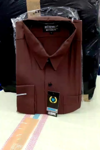 Wendya.T Kemeja Pria Formal Warna Coklat Tua✓Kemeja Polos Lengan Panjang