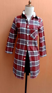 atasan kemeja wanita flanel kotak merah hitam GAP cewek S lengan panjang tebal MEWAH remaja 13 14 15 thn dewasa