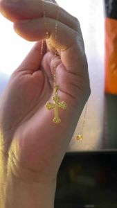 PAWNABLE 18K Saudi Gold Fine Tauco Chain with 18K Gold Stylish Cross Pendant (manipislightweight)✨