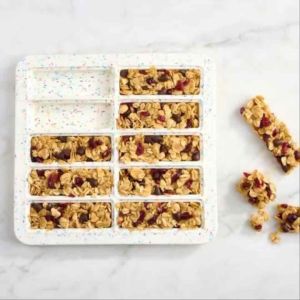 Trudeau 10 Bar Pan With Lid Structure Silicone Protein Bar Pan White Confetti Bakeware Baking Tray