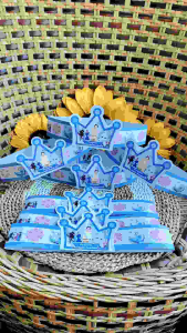 Topi ultah custom isi 45 pcs + Desain foto anak (Bahan premium glosy)