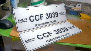 LTO Legal temporary Car license Plate ACRYLIC SHEET FIBER GLASS MADE CUTOUT DETAILS