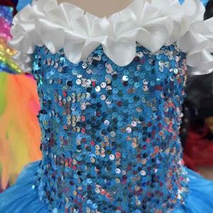 READY STOCK Girls Blue Sequin Dance Jazz K-pop Costume Kids Kindergarten Concert Performance Stage Show Dress