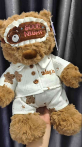 Gấu Teddy Mặc Pijama Thêu Tên Theo Yêu Cầu| 35cm | Gấu Dễ Thương Lông Mềm Mịn |Quà Tặng dành người thương
