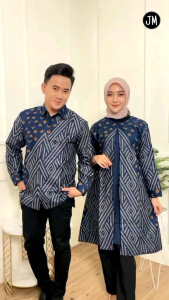 Couple Batik Tunik Kemeja pria Lengan Panjang Berkualitas Sarimbit Pasangan Terbaru