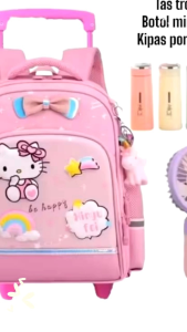 Tas Ransel Troli Anak Perempuan PAUD TK motif hello Kitty BANYAK BONUS tas ransel troli anak tas anak
