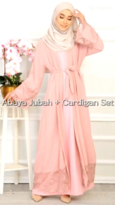 (READY STOCK) ABAYA JUBAH CARDIGAN 2in1 (2pcs) JUBAH + CARDIGAN SET EXCLUSIVE LACE | FREE SIZE (SM) | PLUS SIZE (LXL2XL)