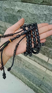 ❤️ INEZ CRAFT ❤️ Tasbih Tijani Kayu Kelor Hitam Motif Tabung T50