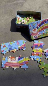 Early Learning 60pcs Wooden Learning Puzzle Iron Box