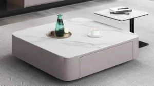 Bàn trà đôi Sofa phòng khách NARRATIVE mặt đá cốt gỗ MDF phủ sơn bệt kết hợp bàn góc chân kim loại sang trọng BT-15