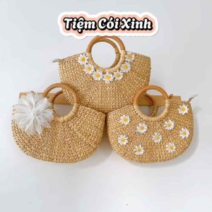 Túi xách lục bình kiểu dáng bán nguyệt vát miệng xách chụp ảnh đẹp cho nữ Tiệm Cói Xinh