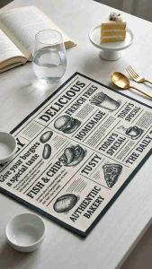 Retro Newspaper Table Mat 30x45cm | Heat Resistant & Waterproof | Vintage Cafe Aesthetic Dining