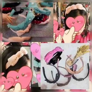 Bando Elastis Kain Simpul Pita / Bando Simpul Pita Kombinasi Mutiara / Ribbon Head Band / BDM7820