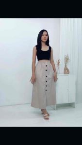 Livina Rok Cargo Wanita Twill Combed Korean Style