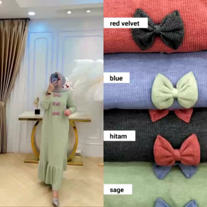 Gamis knite simple elegant besar kecil bisa pakai [bahan meral ]