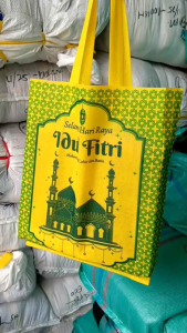 (isi 12pcs) Tas Spundbond Idul Fitri Murah 30x40x8 Tas Hajatan/Goodiebag Hampres lebaran 2025