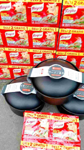 spesial promo paket mangkuk ramen set tutup+bumbu penyedap rasa Royco 12 pcs 1 renceng