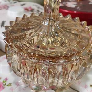 Hũ thủy tinh đựng mứt kẹo 16 cm nâu vàng