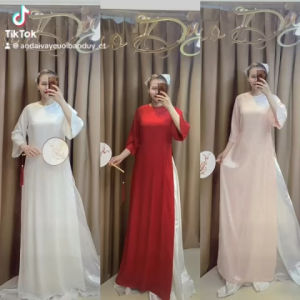 Áo dài gấm dáng suông