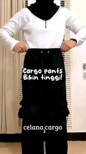KIYA CARGO PANTS WANITA HIGHWAIST LOOSE KOREAN STYLE CELANA CARGO TALI SERUT TERBARU