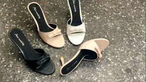 Guốc cao gót nữ 5&7 phân mũi tròn gắn nơ_G13XMN