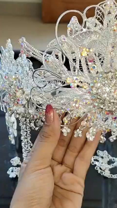 HAFIZAH Siger Ciki Trap Cabanlg 3 Mahkota Isi 5 atau 7 Mentul Aksesoris Rambut Pengantin Elegan & Mewah Bahan Kokoh Kuat